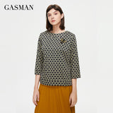 Women's Blouses 2022 short Top Female spot 3/4 sleeve Elegant blouse high quality with Bee Spring Autumn