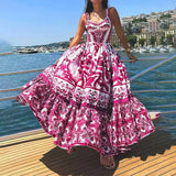 Fongt 2025 New Women's Bohemian Elegant Long-Singed Print Sling Dress