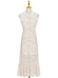 Fongt Temperament Elegant Wind 2025 Spring New Design Small Flowerless Sleeveless Lace Splicing Dress