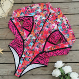 Large-Size Swimsuit Women's 2025 New Long-Sleeved Zipper Surfsuit