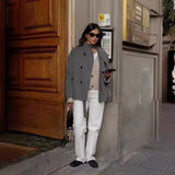 Fongt Code Women's Double Buckle Solid Color Of The Coat Coat Casual Temperament British Style Cloth Women