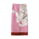 New Blended Printed Split Straight Skirt 2394119-Outfit