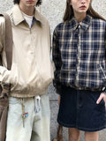 Fongt Double-Sided Wear Classic Plaid Jacket, Male And Female Harlington Lapel Casual Short Style Couple Jacket Coat-Outfit