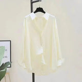 Fongt Summer Wearing Long-Sleeved White Soft Shirt Women's Korean Version Of Loose Leisure Thin
