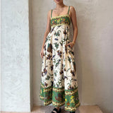 Fongt 2024 New Women's Sleeveless Strapless High-Waisted Print Long Strap
