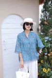 Printed Trimmed Short-Sleeved Shirt-Outfit