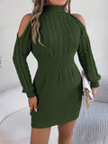 Autumn And Winter Leisurely Half-High Collared Lantern Sleeve Ass Sweater Skirt Women's
