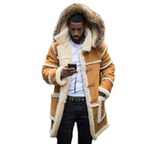 Fongt Men's Bag Youth Solid Color Splicing Casual Repair Hooded Winter Coat