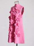 Fashion Temperament Dress Women 2025 Spring New Sleeveless Short Skirt Three-Dimensional Flowers Splicing High-End Skirt