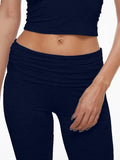 Short Sleeve Cropped Top Fold-over Flare Pants Set-Outfit
