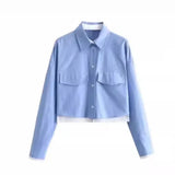 Fongt Women's Clothing Explosion Fashion Collar Long Sleeve Single Buckle Shirt