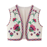 Fongt Women's Summer New External Fashion Retro Embroidery Vest Explosion