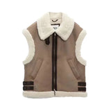 Autumn And Winter New Women's Brown Fur Integrated Lapel Vest Coat With Thick Vest K4-6353-Outfit