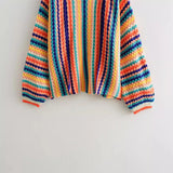 Fongt 2023 New Women's Fashion Classic Colorful Hand Hook Cardigan Sweater 0632768-Outfit