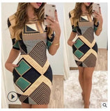 New Fashionable Women's Slimming Pocket Positioning Printed Short-Sleeved Dress From Stock-Outfit
