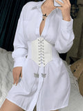 Butterfly Chain Strap Pu Leather Corset Top-Outfit