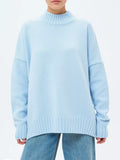 Fongt And Winter Half-High Collar Thread Sweater Solid Color Cover Loose Casual Knitwear
