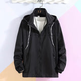 Thin Jacket Men Hooded Quick-drying Sunscreen Coat Male Lightweight Fabrics Outdoor Windbreaker Travel Clothing White