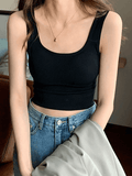 Padded Stretch Crop Tank Top-Outfit