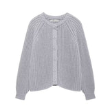 Fongt Women's Y2K2025 Autumn New Solid-Colored Cardigan Long-Sleeved Knitted Sweater Coat Women B66021
