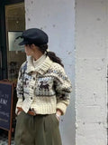 Buttoned Retro Printed Cardigan-Outfit
