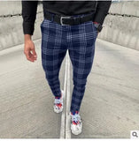 Fongt New Men's Casual Dating Men's Lattice Solid Nine-Point