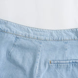 New Pleated Fashion Short Denim Skirt 6147102-Outfit