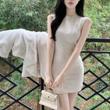 Fongt Warm Dress New Summer Body Sexy White Knitted Korean Version Of Waistless Sleeveless Bottom