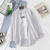 Blouses Shirts Tunic Womens Tops 2020 Womenswear Long Sleeve Clothing Button Up Down Striped 2020 New Pink Gray