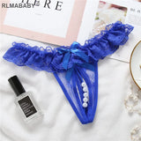 Women Pearl Crotch Open Lace Thong Slim Transparent Lingerie G-String Solid Color Girl Temptation Massage Underwear Panties 515
