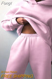 Suit Solid Casual Tracksuit Women Fleece 2 Pieces Set Winter Spring Sports Warm Sweatshirts Pullover Sweatpants