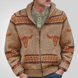 Fongt Men's Wear Bull's-Headed Zip Knitted Sweater Jacket Autumn/Winter Coarse Knit Sweater Men's