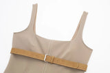 New Spring Style Silk Thread Decoration With Belt Slim Halter Top 3067006-Outfit