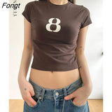 Slim T Shirt Women Short Sleeve Streetwear Graphic T Shirts Korean Crop Tops Grunge Aesthetic Tees Tops Summer