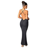 Fongt Summer New Temperament Sexy Trend V Collar Back Slim Dress