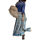 Women‣s Summer Casual Long Skirt Vintage Printing High-waist Irregular A-line