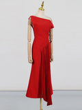 Fongt Temperament Famous Wind Dress Woman 2025 Spring New Fold Design Feeling Slim Thin White Evening