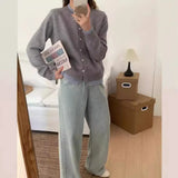 Splicing Color Fake Two Knitted Cardigan Women Wear Thin Sweaters Folded In Autumn-Outfit
