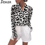 Blouses Shirts Sexy V-neck Long Sleeve Chiffon Blouse Leopard Print Shirt Casual Tops Work Wear Blusas Mujer De Moda
