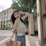 Fongt Summer New Sweet Square Tie Slings Women's Broken Flowers Campus Vest Inside And Outside Wearing Sleeveless Top