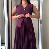 Fongt Women's Clothing 2025 Spring New Sleeveless V-Neck Vest Pressure Skirt Temperament Fashion Suit Woman