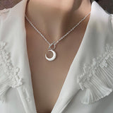 Galaxy Silver Pearl Necklace-Outfit