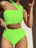2024 New Sexy Shoulder-Style Thoracic Hollow Solid-Colored Swimsuit Bikini