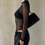 Of 2024 New Women's Net Yarn In Summer Sexy Hollowed-Out Bare-Back Light-Ripe Tight Body Shows Lean Jumpsuit-Outfit