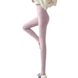Winter Thick Warm Leggings Candy Color Stretch Fall Fleece Soft Fleece Lined Thermal Pants Fitness Sport