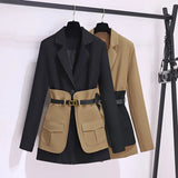 Fongt Dress 2025 High-End Temperament High Impact Belt Suit Splicing Dress