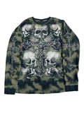 Tie Dye Skull Cross Print Oversized Long Sleeve Tee-Outfit