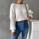 Fongt New Open Back Knit Sweater Long Sleeve Long Sleeve Knit Sweater Woman-Outfit