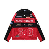 retro hot girl detachable motorcycle jacket spring and autumn loose short coat female embroidery baseball uniform-Outfit