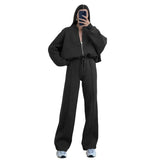 Fongt Women's Wear 2024 Autumn And Winter Suit New Fashion Solid Color Casual Loose Street Sports Hoodie Suit For
